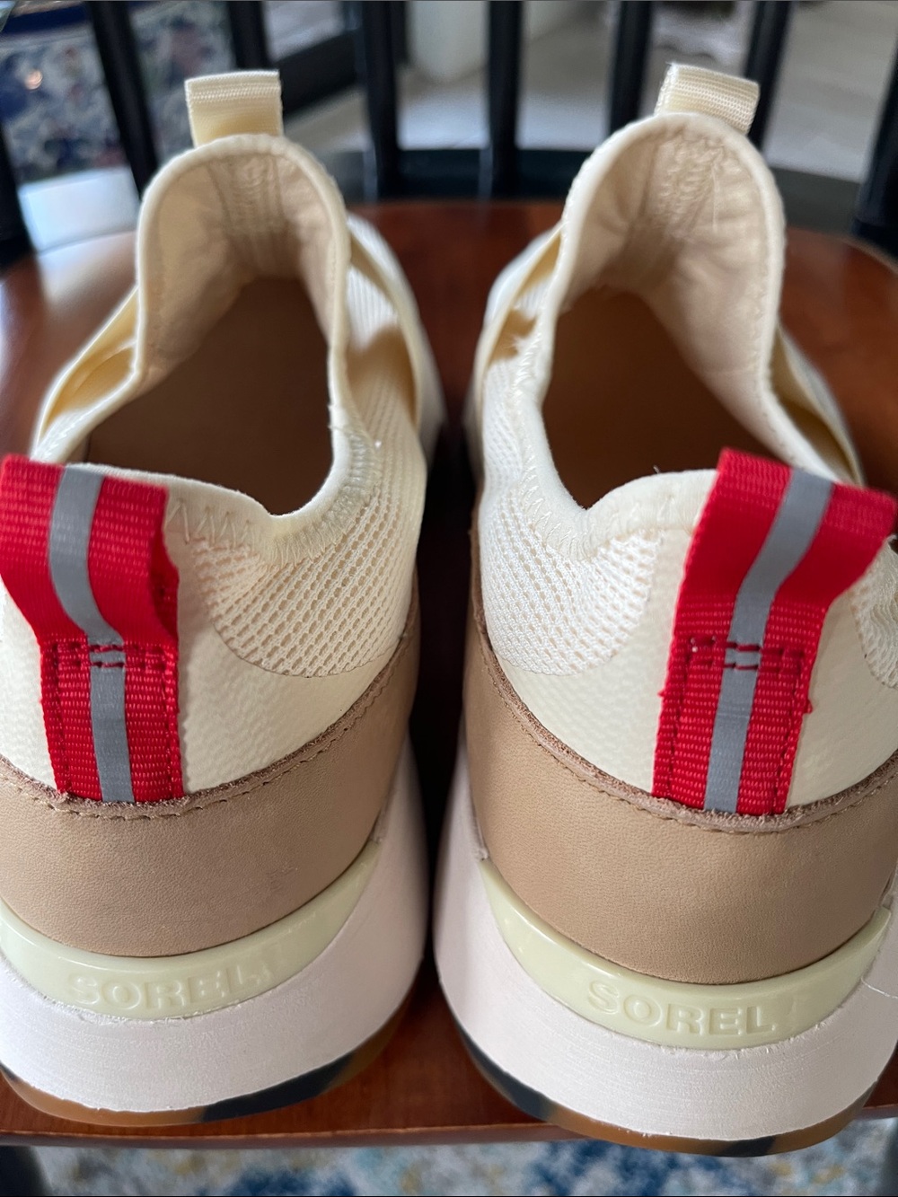 Sorel Women's Ivory Cream Slip-On Sneakers with Red Heel Tab - Picture 3 of 5